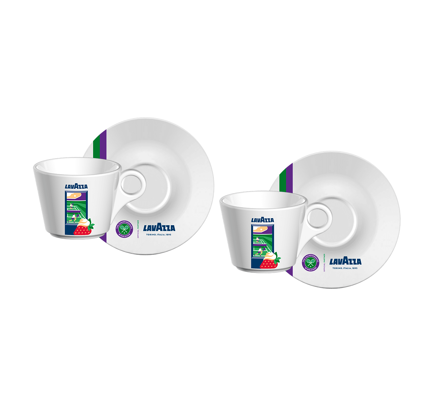 SET CAPPUCCINO CUPS & SAUCERS WIMBLEDON